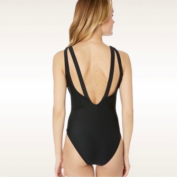Seafolly Textured High-Neck Black One-Piece Swimsuit - Picture 4 of 13